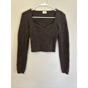 Aritzia Wilfred Sweater Womens Sm Brown Wool Cashmere Blend Sweetheart Bustier